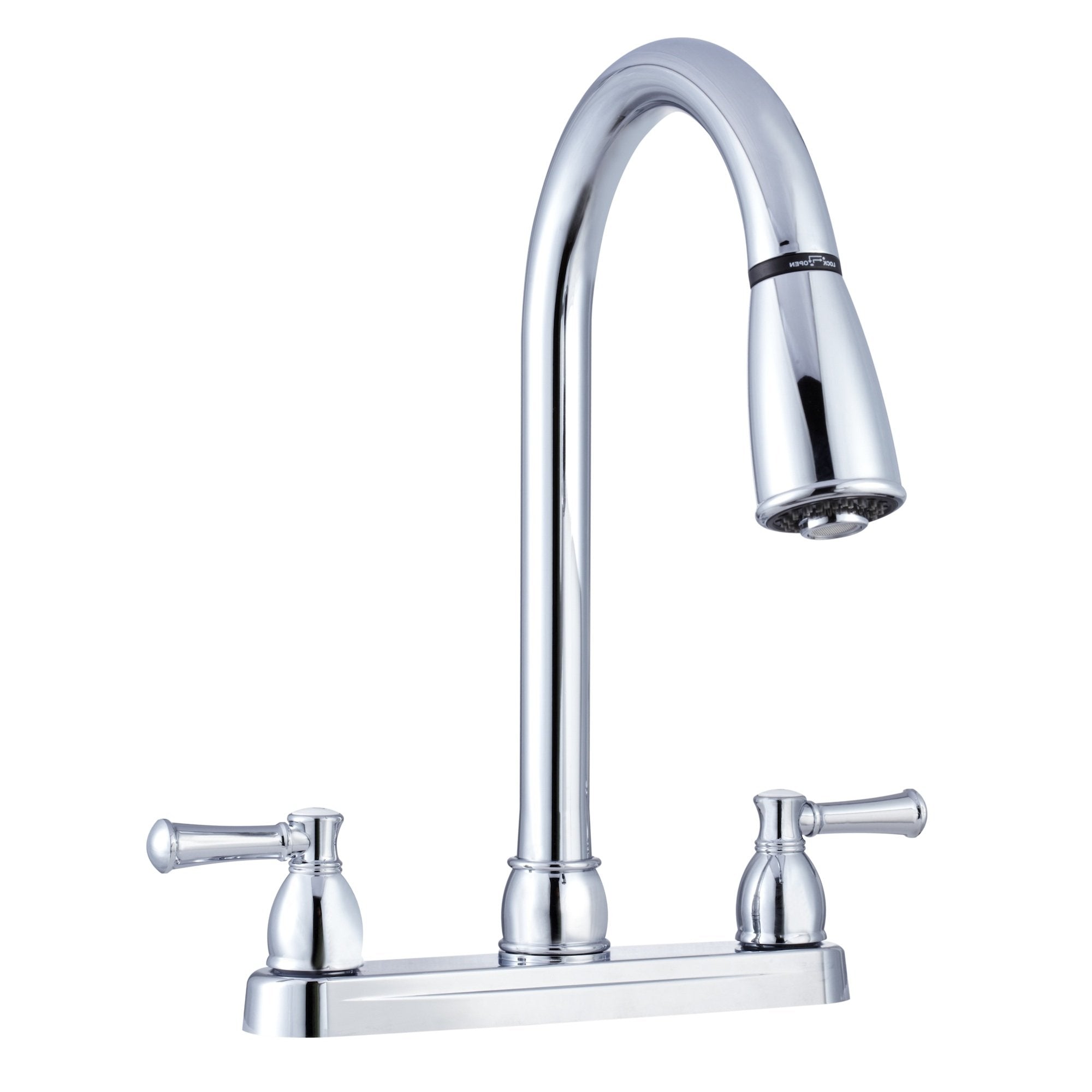 Dura Faucet Non-Metallic DF-PK350L-CP Dual Lever Pull-Down Rv Kitchen Faucet - Chrome Polished