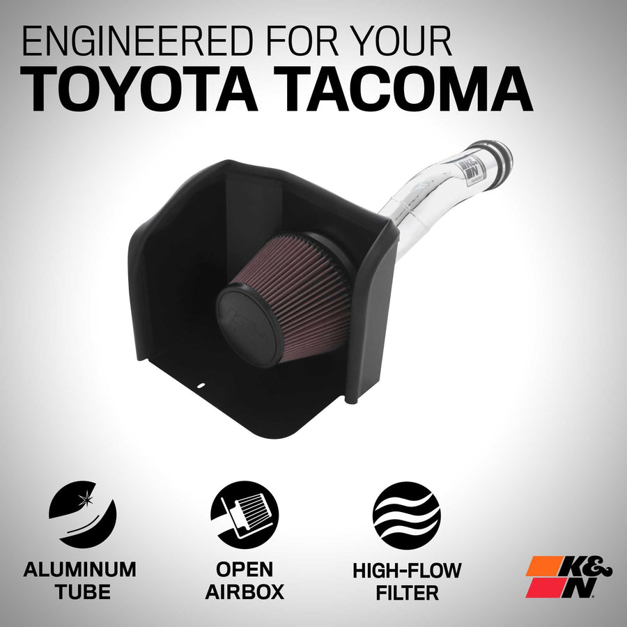 Cold Air Intake System K&N: High-Flow Air Filter, Increase Performance & Towing: Compatible with 2016-2023 TOYOTA Tacoma, 77-9039KP