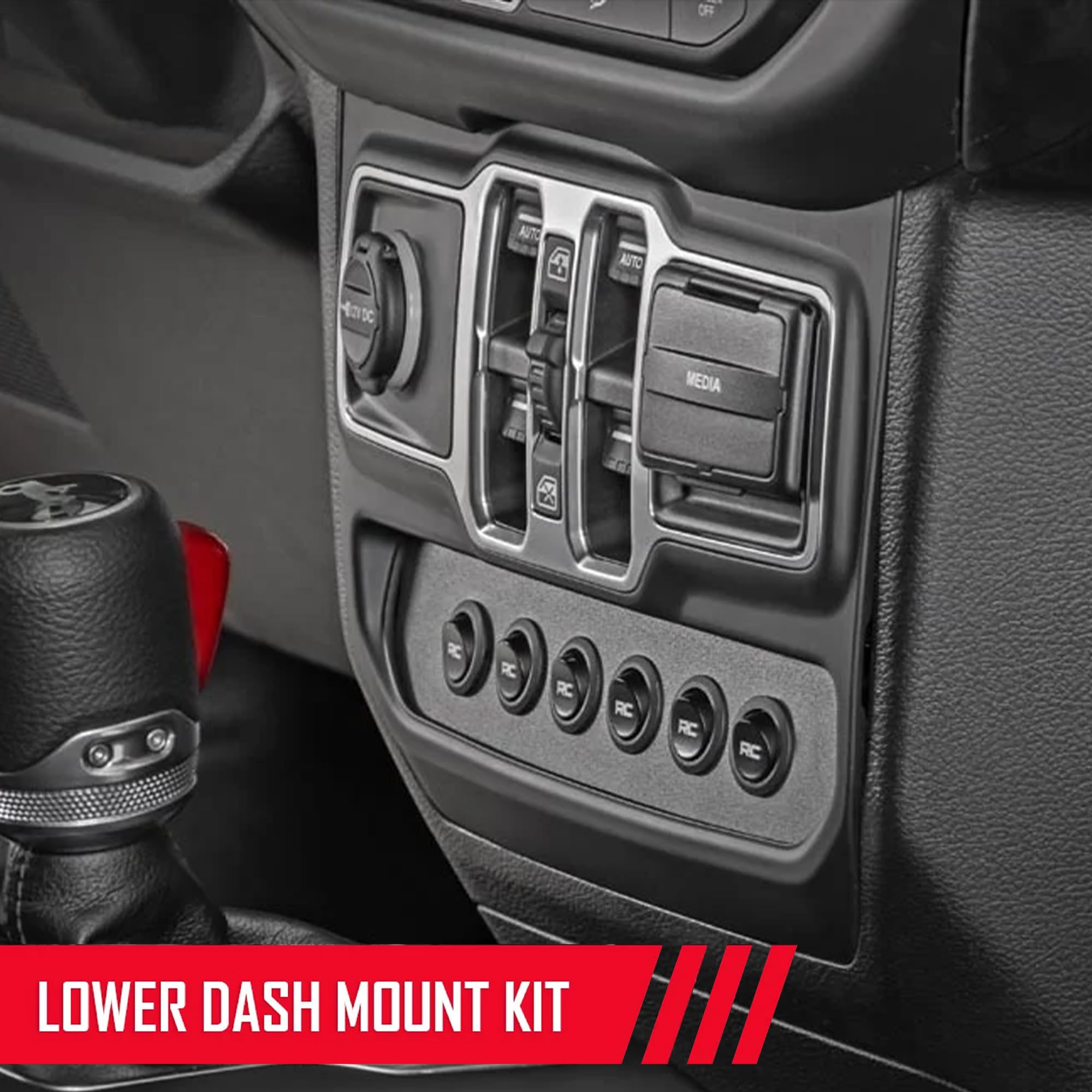 6 Gang Rough Country Lower Dash Switch Panel & Relay System - MLC-6 Light & Accessory Controller for Jeep Wrangler JL/Gladiator JT (2018-2026)