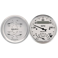AUTO METER Old TYME 1620 White Quad Gauge/Tach/Speedo Kit,3.375 in.