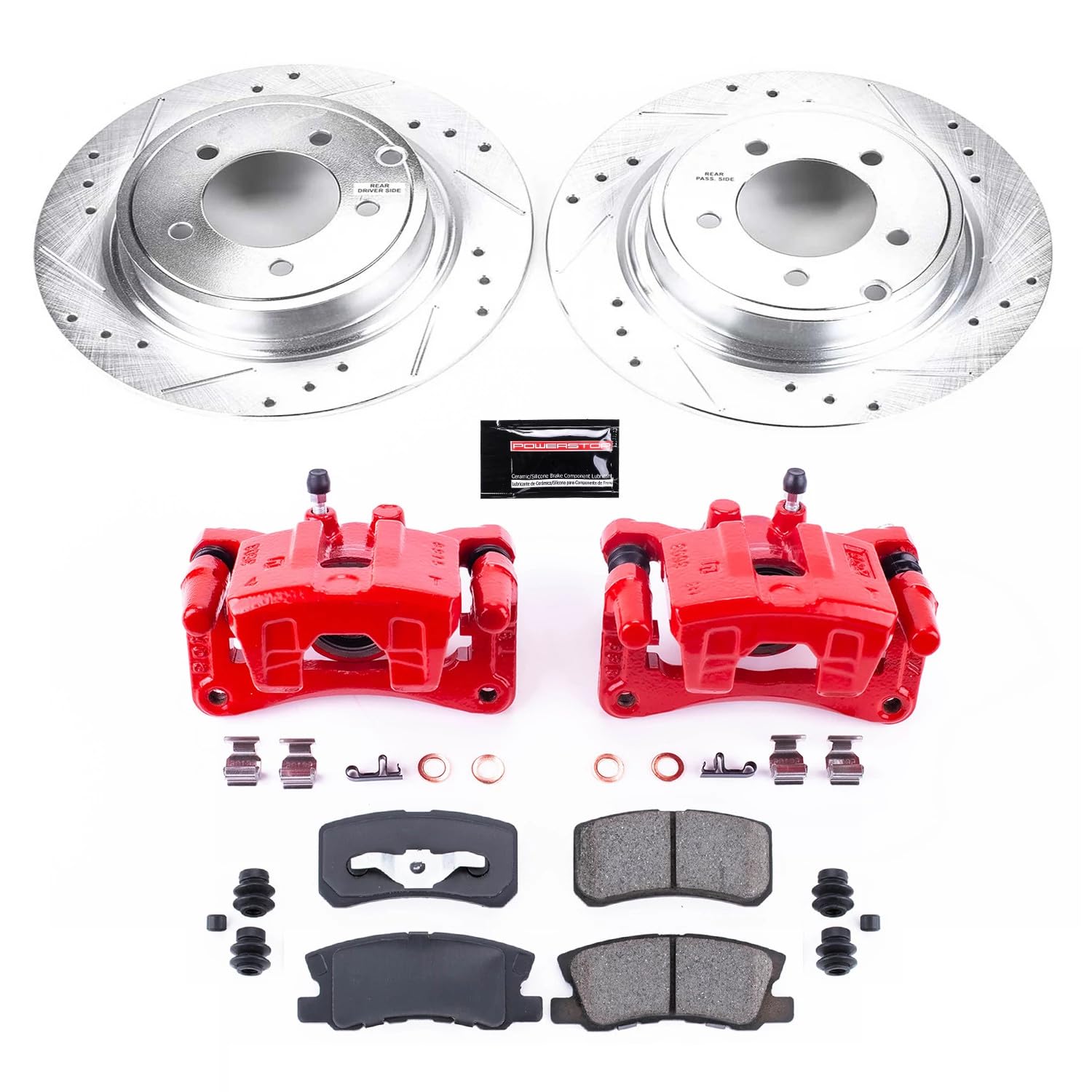 Power Stop Z23 Sport Rear Brake Caliper Kit- Brake Pads Brake Rotors and Brake Calipers For 200 Sebring Avenger Caliber Compass Patriot Lancer Outlander Outlander Sport [Model Specific]