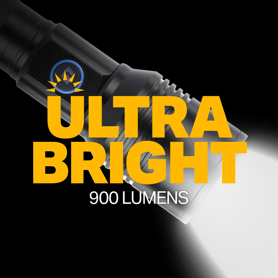 Rechargeable LUXPRO XP1105 Dual-Power LED Flashlight - Bright Flashlight with Power Bank - Features Ergonomic Grip & LPE Optics