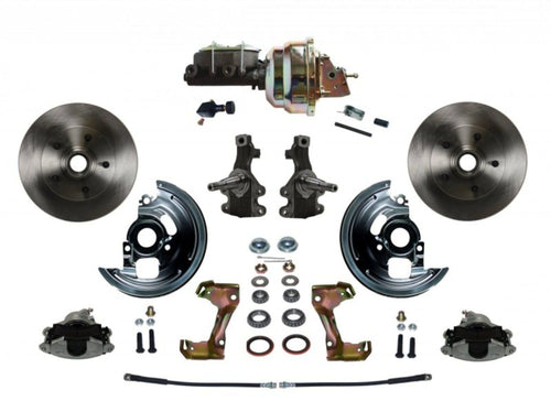 Power Brakes Leed Front Disc Brake Conversion Kit 2" Drop Spindle With 8" Dual Zinc Booster Cast Iron M/C Adjustable Proportioning Valve