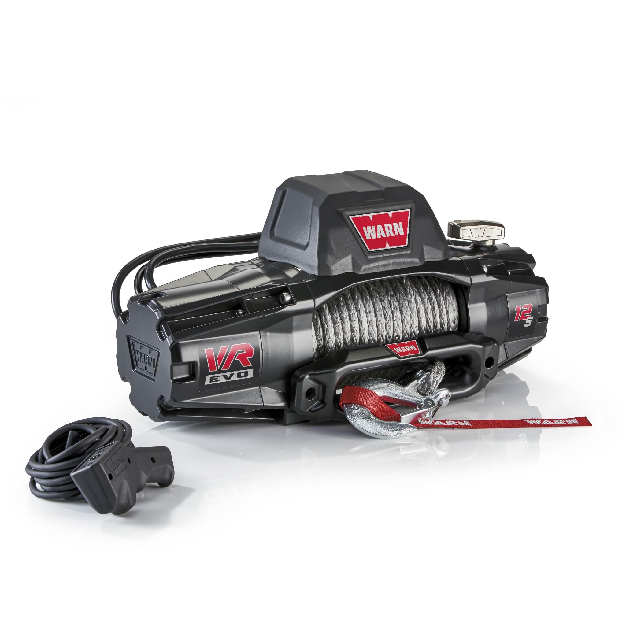 12-S WARN VR EVO Electric 12V Winch – 12,000 lb Pull Capacity, Synthetic Rope, IP68 Waterproof, High-Performance Off-Road Recovery Winch for Trucks, Jeeps, and SUVs