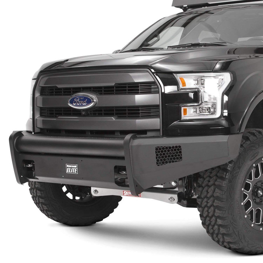 Fab Fours Elite Front Bumper FF09-R1961-1 2 Stage Black Powder Coated w/o Grill Guard Incl. Light Cut-Outs