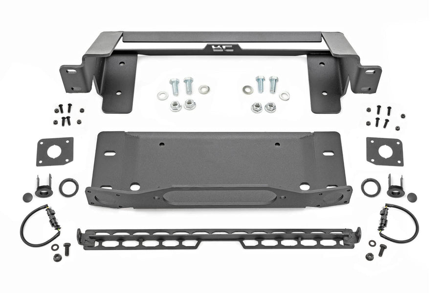Rough Country Winch High Mount for 2021-2024 Ford Bronco - Fits 9,500LB+ Winches & 20" LED Light Bars, Off-Road Front Bumper Upgrade