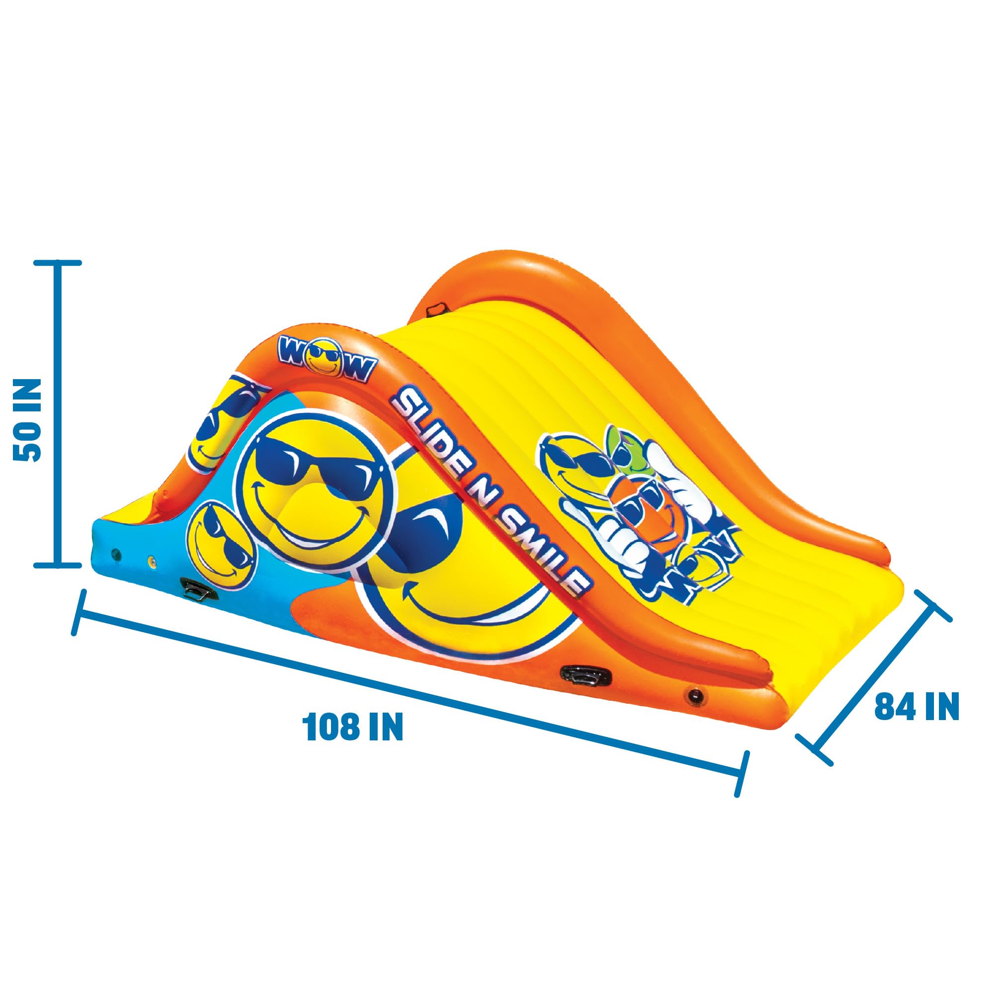 Sports Wow - Slide N Smile - Inflatable Floating Giant Water Slide for Adults & Children - Pool Accessory - Perfect for Lake & Pool Parties - 2 Lanes (9 ft)