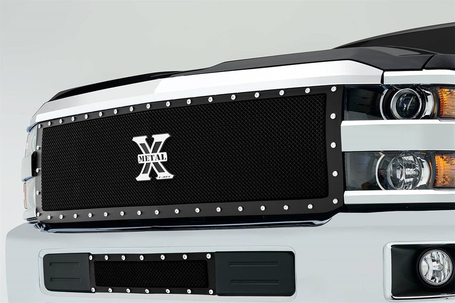 2015-2019 Silverado HD T-Rex Grilles X-Metal Grille, Black, 1 Pc, Replacement, Chrome Studs - PN #6711231