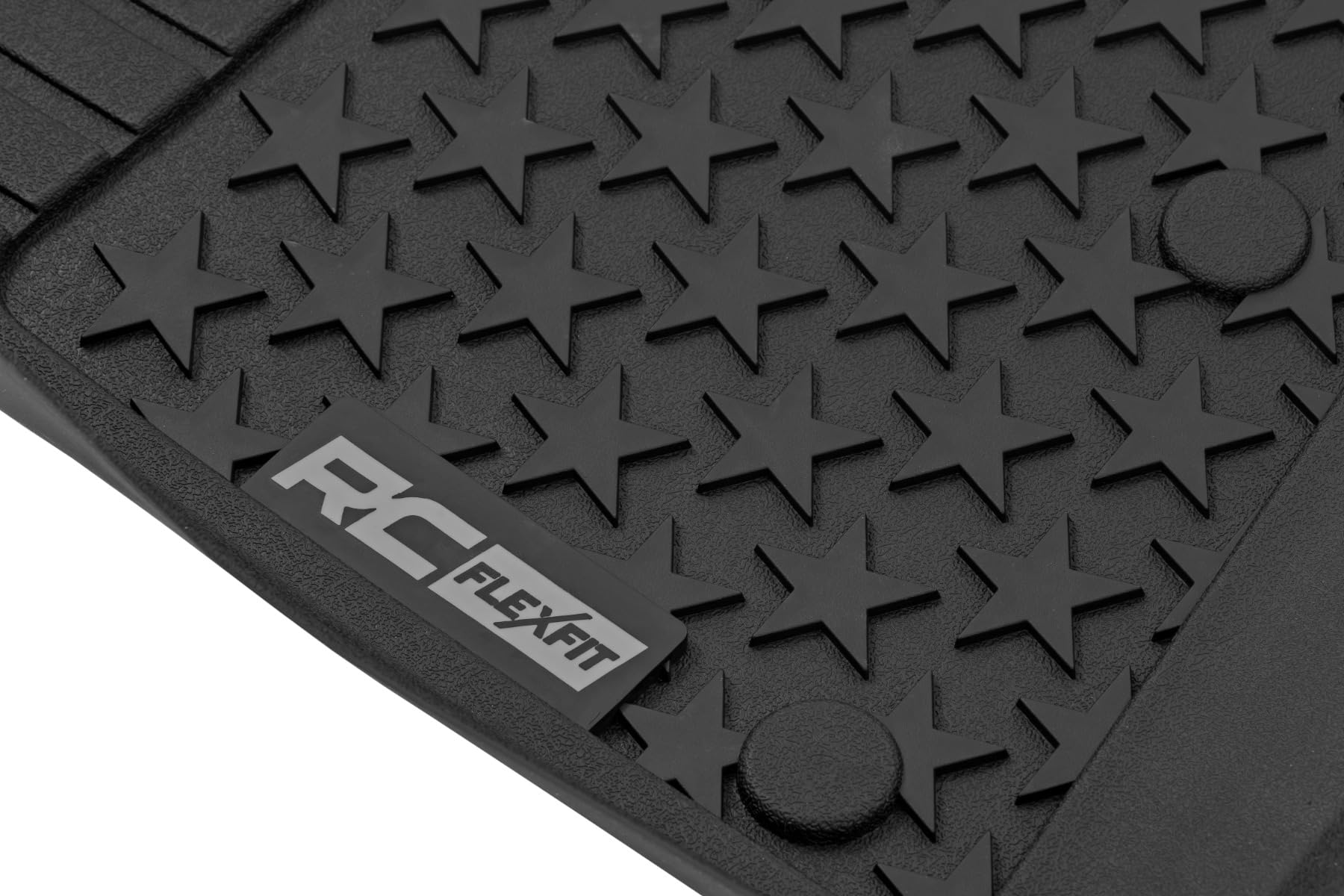 Flex-Fit Rough Country All Weather Floor Mats for Jeep Wrangler Unlimited (2014-2018) 4-Door - Non-Slip TPE Rubber Mat, Waterproof, Front & Rear Set