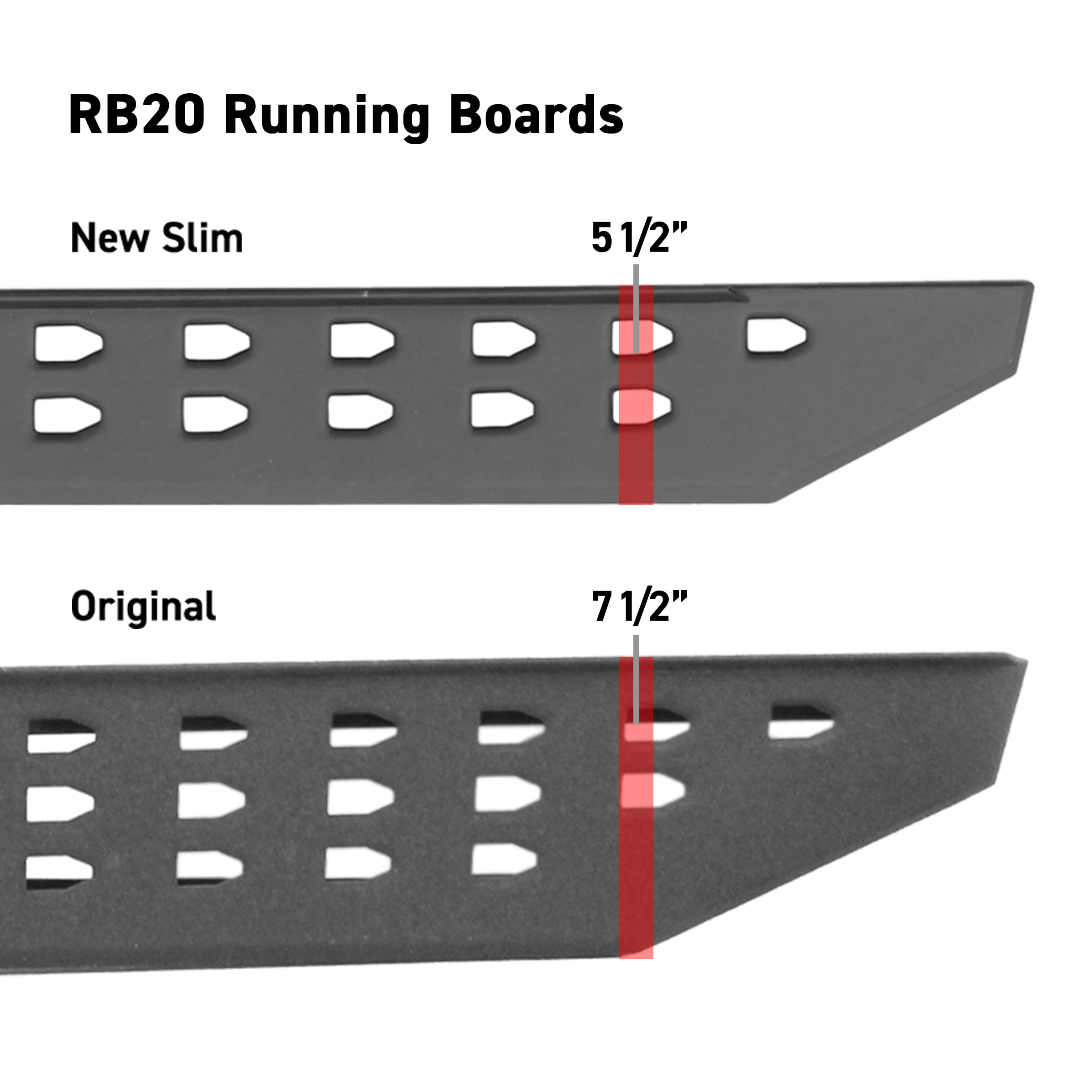 RB20 Slim Running Boards Go Rhino | 87", Galvanized Steel, Textured Black | 69400087SPC