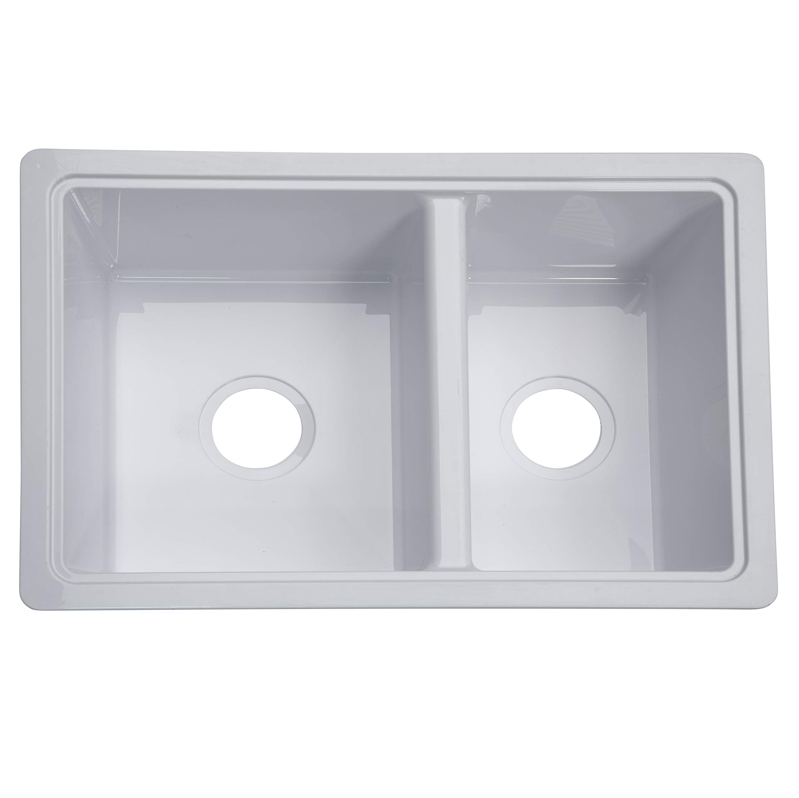 Lippert Double Kitchen Galley Sink RV - 25" x 17" x 6.6" - White — Durable, Space-Saving Sink for RVs and Manufactured Homes - Scratch-Resistant ABS Acrylic - Lightweight and Easy to Install — 809030