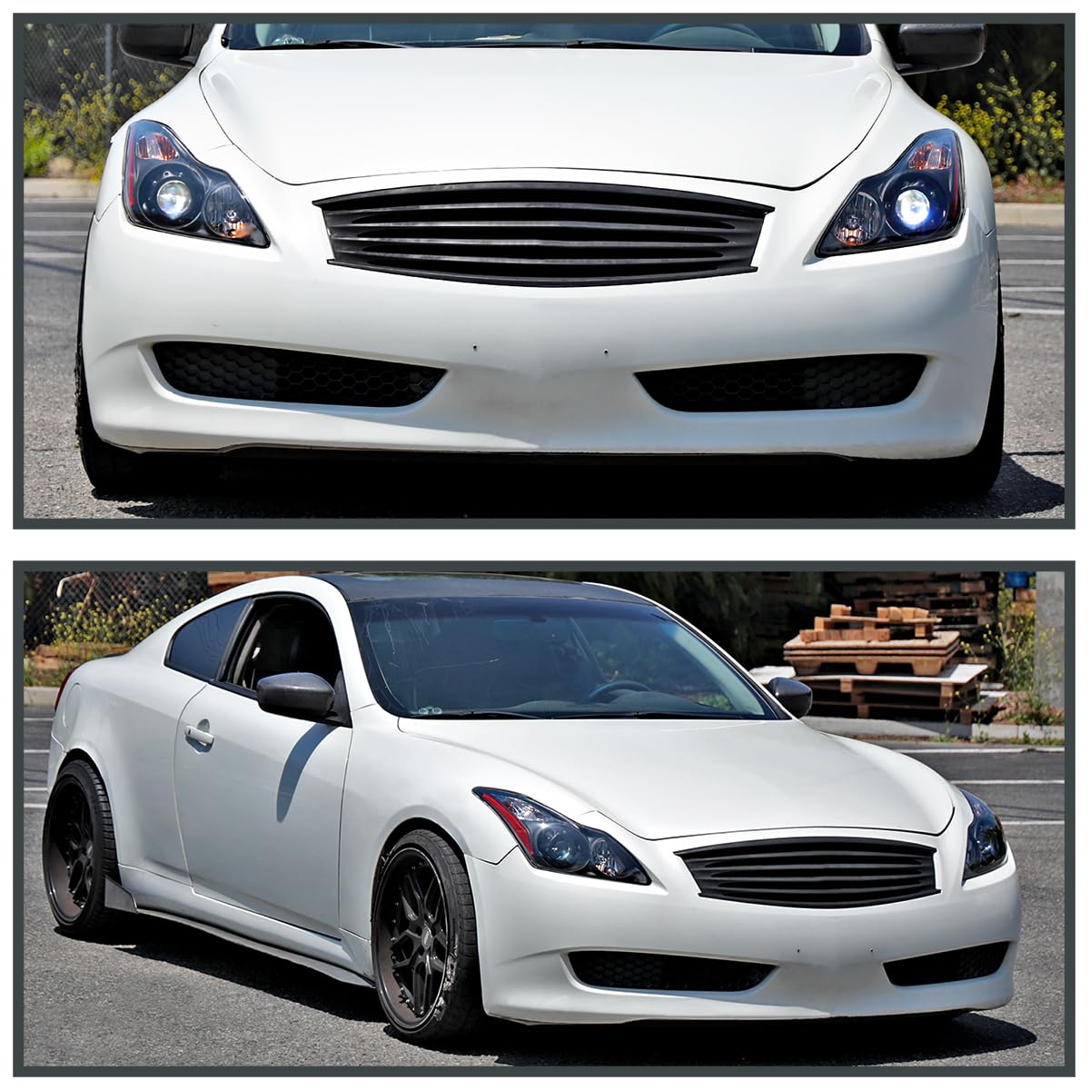 Black Projector Headlights SPEC-D TUNING w/Integrated Fog Lights Compatible with 2008-2015 Infiniti G37, Q60 2DR Coupe, Left + Right Pair Headlamp Assembly