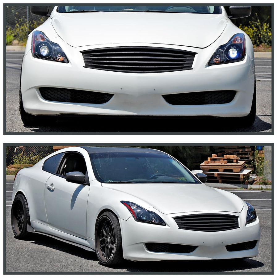 Black Projector Headlights SPEC-D TUNING w/Integrated Fog Lights Compatible with 2008-2015 Infiniti G37, Q60 2DR Coupe, Left + Right Pair Headlamp Assembly