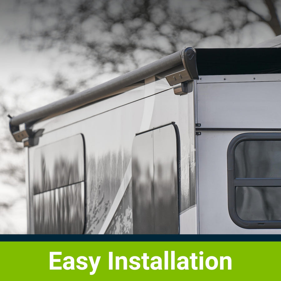 Complete Velarium 144" Slide Topper Awning Roll Tube with Black Canopy and Matching Black Hardware – Easy Install RV Slide Outs – Fits Rooms 133"-139", Heavy-Duty Protection, UV Resistant, Outdoor Use