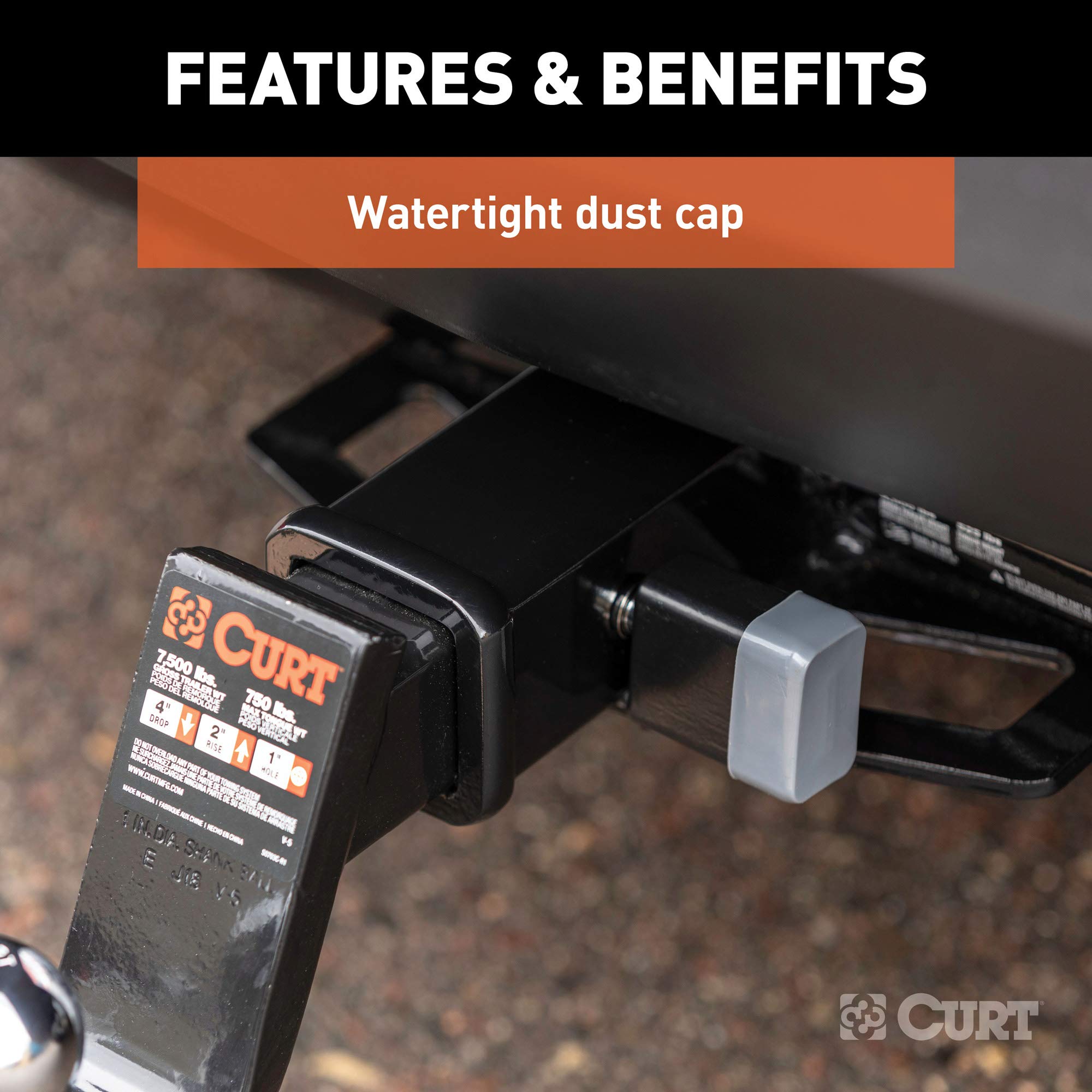 CURT Trailer Hitch Lock 23024, 1/2-Inch Pin Diameter, 5/8-Inch Adapter, Fits 1-1/4 or 2-Inch Receiver