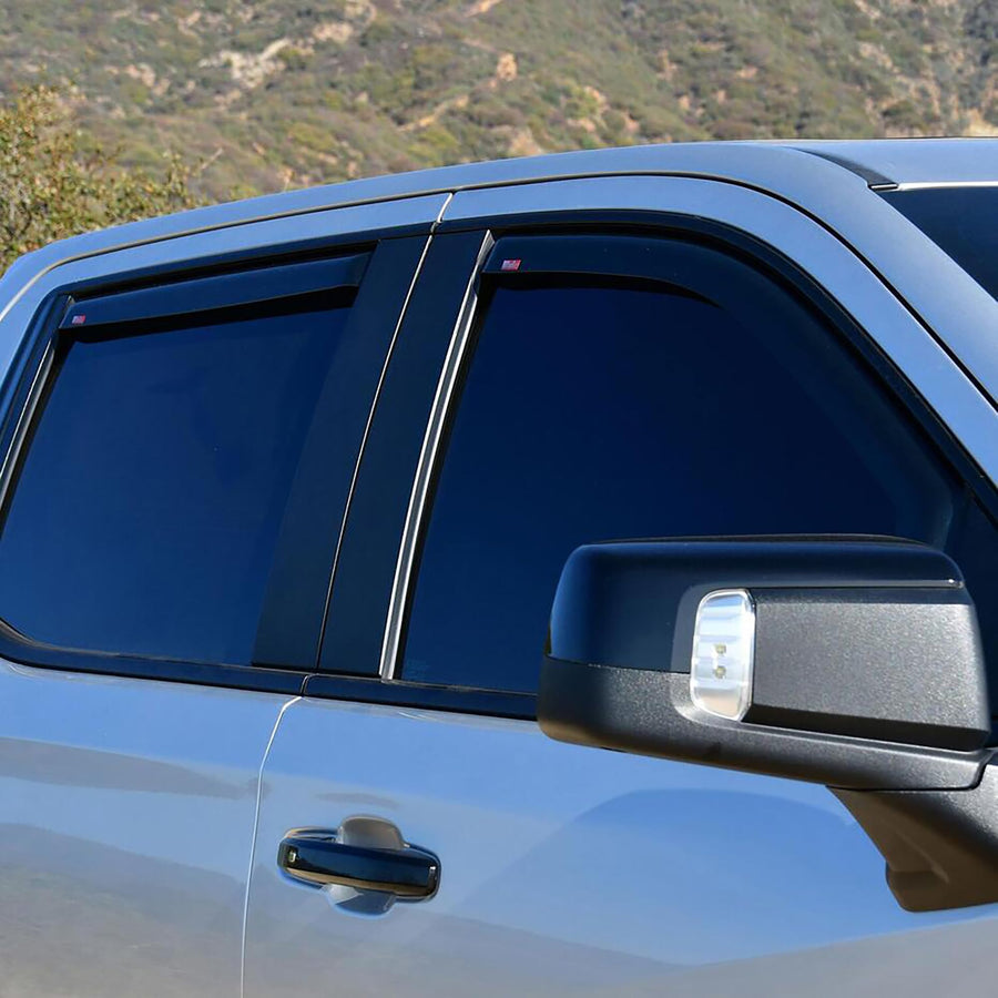 Westin Channel Wind Deflector 72-39429 4pc Smoke fits 2019-2026 Silverado Sierra 1500 2020-2026 Silverado Sierra 2500 3500 Crew Cab (Exc 2019 Silverado LD Sierra 1500 Limited)