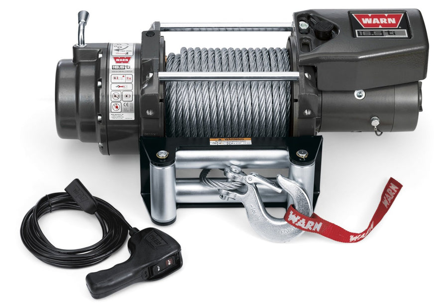 16.5ti WARN Series Electric 12V Heavyweight Thermometric Winch with Steel Cable Wire Rope: 7/16" Diameter x 90' Length, 8.25 Ton (16,500 lb) Pulling Capacity