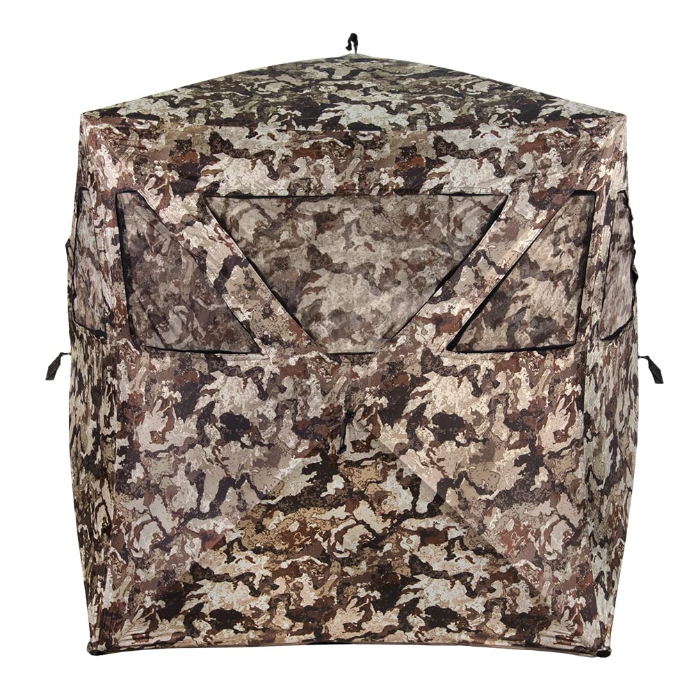 Muddy Whitetail Hunting Deer Buck Hog Watertight 300D Fabric Standing Height 66” Veil Camo Pattern Three Person Ground Blind