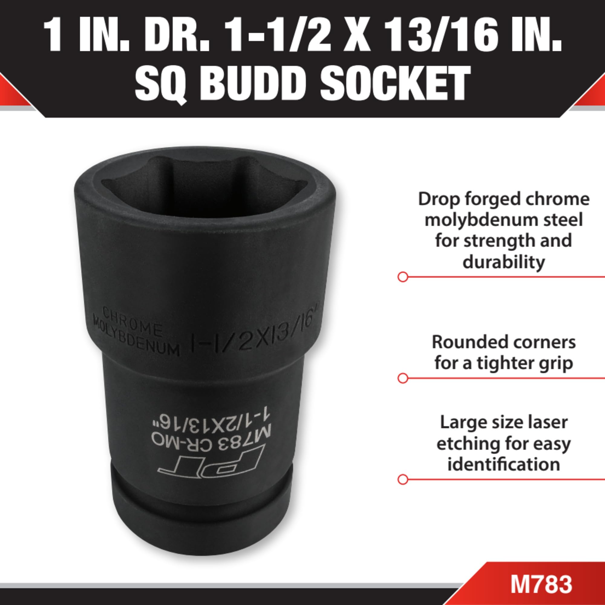 1-Inch Drive Performance Tool M783 1-1/2-Inchx13/16-Inch Sq Budd Socket