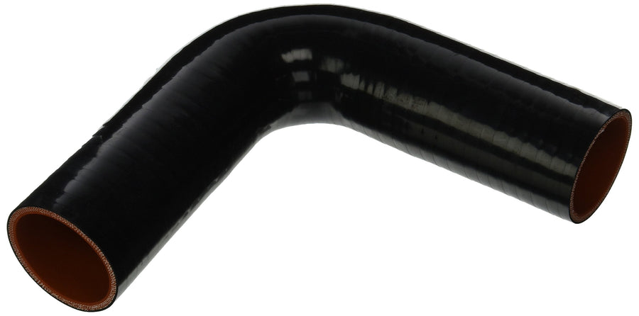 HPS Silicone High Temperature 90 degree Elbow Coupler Hose HTSEC90-200-BLK, 55 PSI Maximum Pressure, 3.5" Leg Length on each side, 2" ID, Black