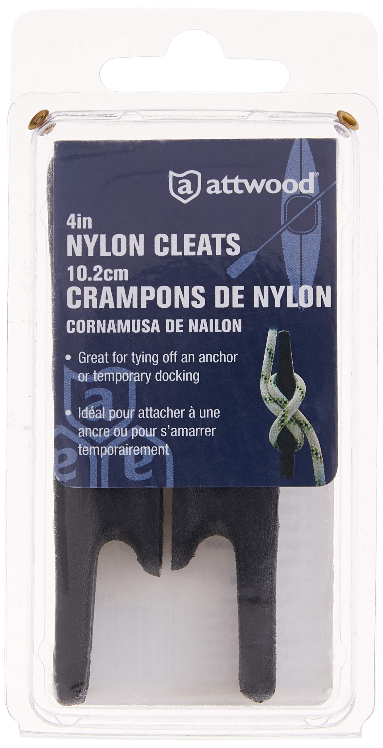 Nylon Cleats Attwood 11783-2, 4 Inches Long, Pre-Drilled for #12 Fasteners, Sold in Pairs, Anchor Tie-Off, Temporary Docking