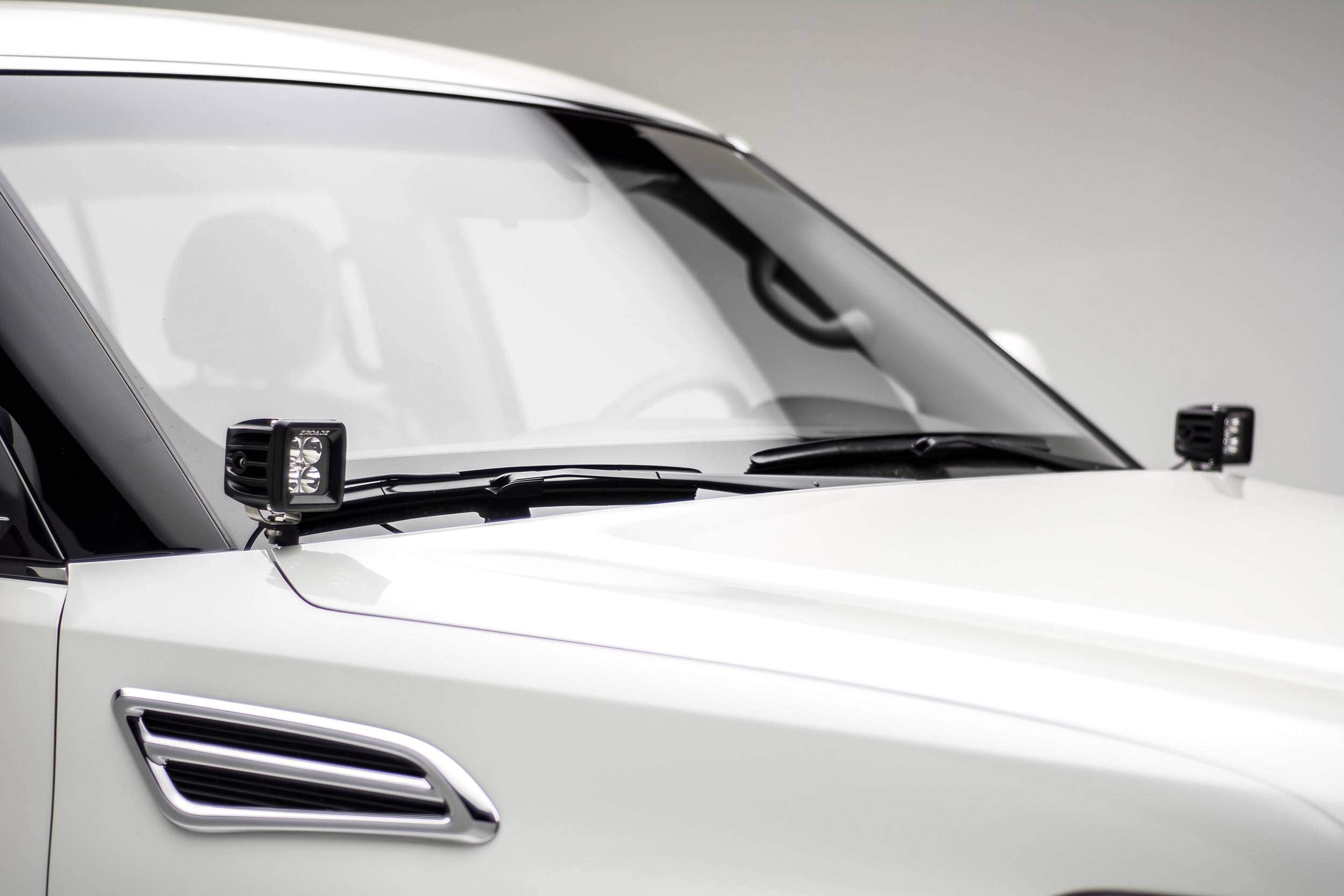 ZROADZ LED Kit Ditch Hood Hinge - Compatible w/ 2012-2017 Nissan Patrol Y62 - Incl. (2) 3 Inch LED Pod Lights - Mild Steel Gloss Black Finish - Bolt-On Easy Installation - PN #Z367871-KIT2