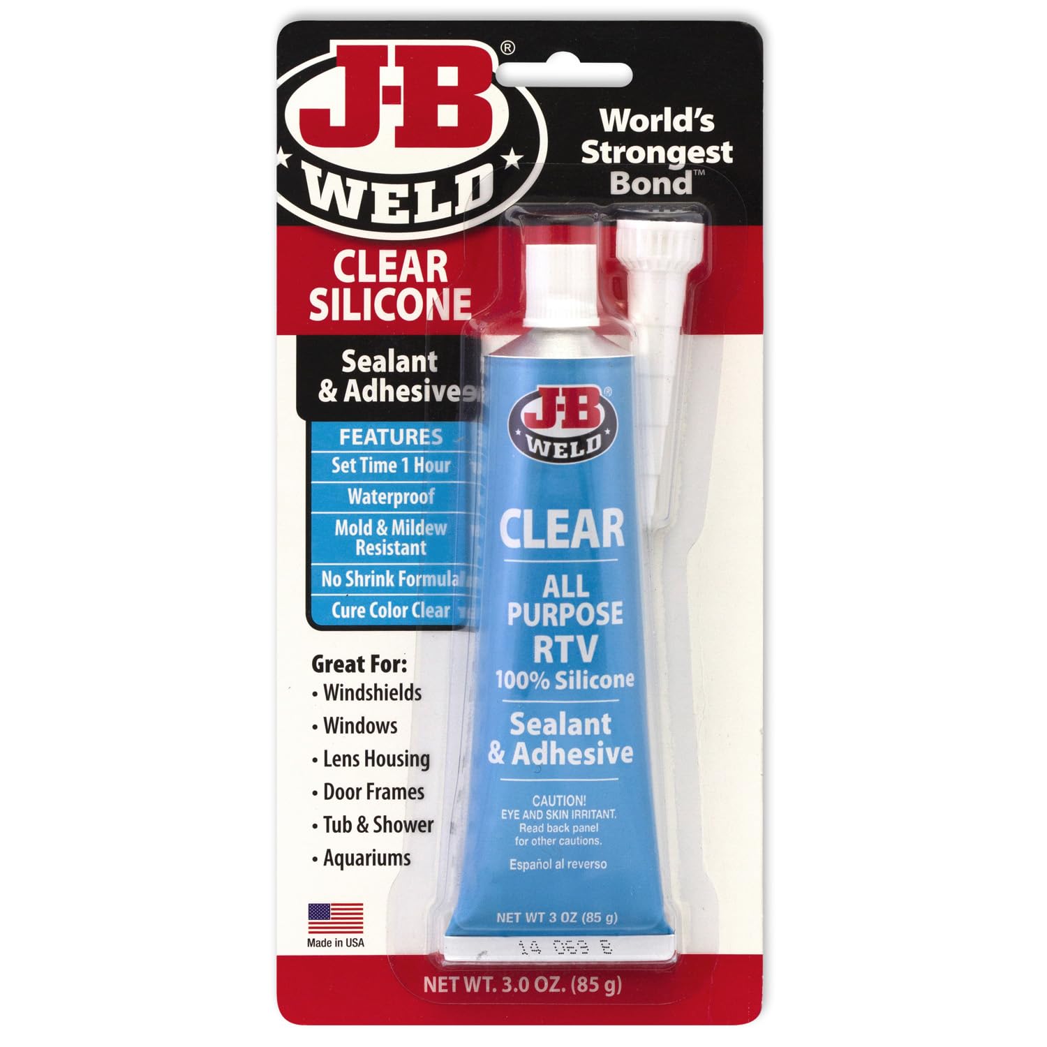 J-B Weld All-Purpose 31310 RTV Silicone Sealant and Adhesive - 3 oz. - Clear