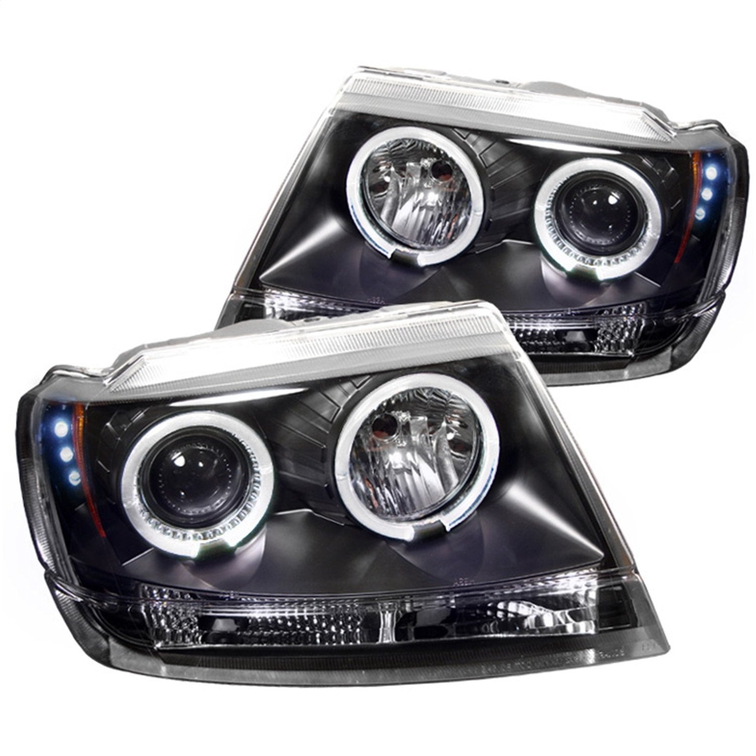 LED Halo Spyder Auto Projector Headlights Black/Clear 5011145