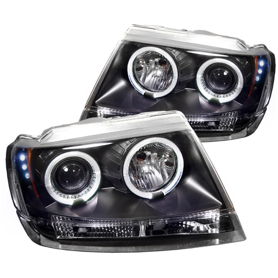 LED Halo Spyder Auto Projector Headlights Black/Clear 5011145