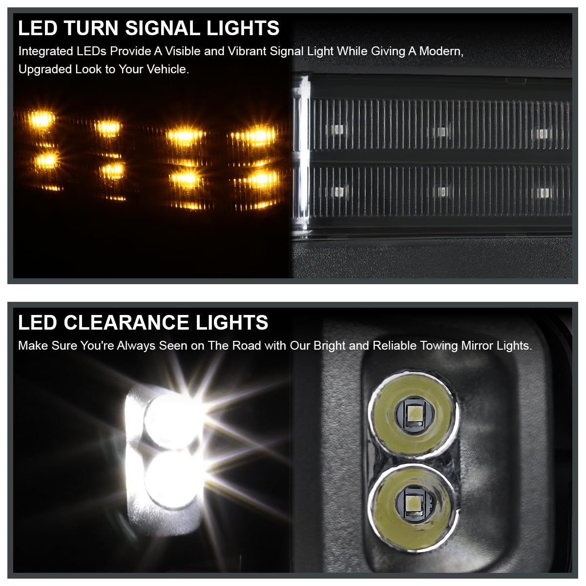 Spec-D Tuning Chrome Power Heated LED Smoke Signal w/Temp Sensor Towing Mirrors Compatible with 2014-2018 Chevy Silverado GMC Sierra Left + Right Pair