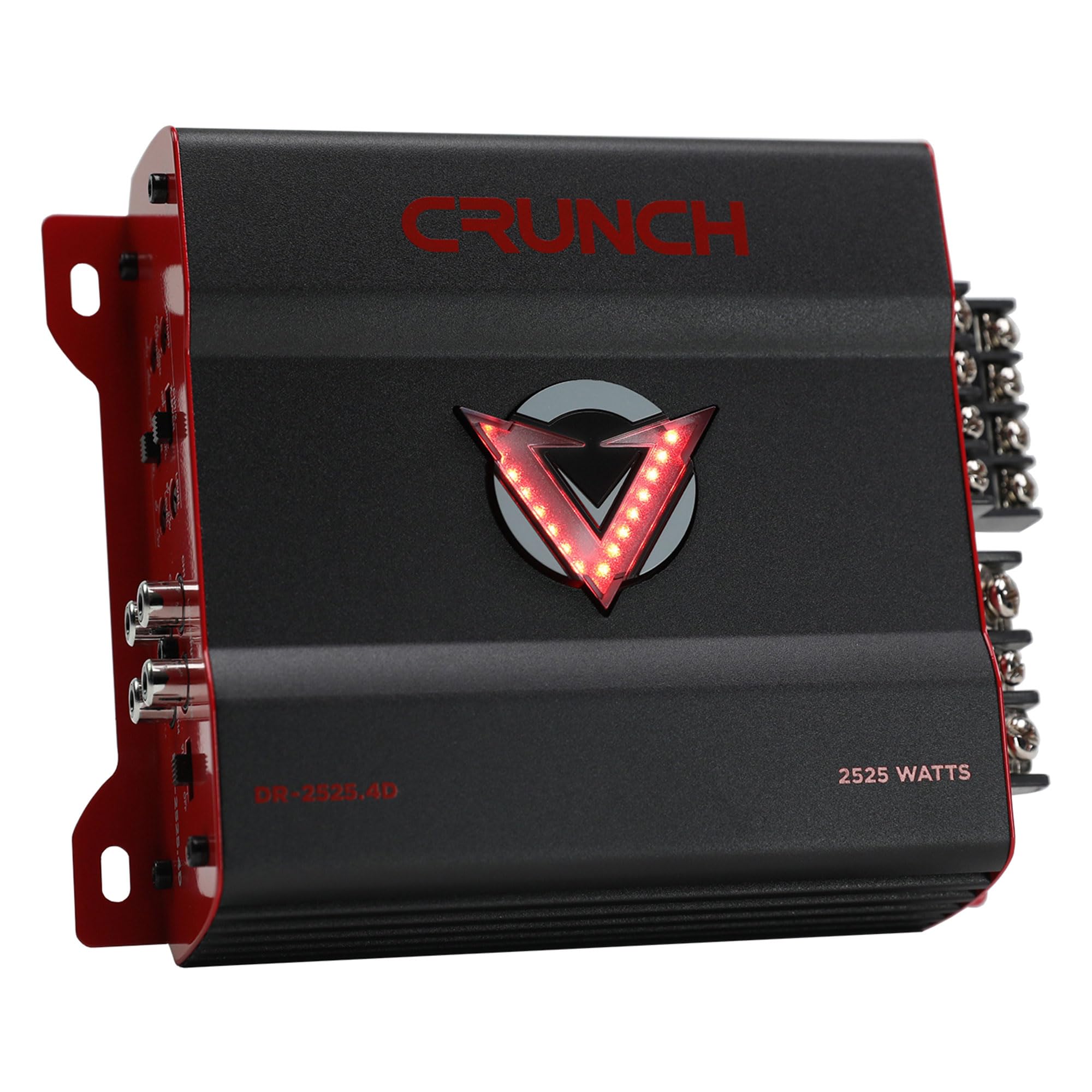 4 Channel Crunch 2525W Car Audio Subwoofer Amplifier with Adjustable Crossovers, Bass Knob & Remote, LED VU-Meter, QTD Cooling and PWM Power Supply