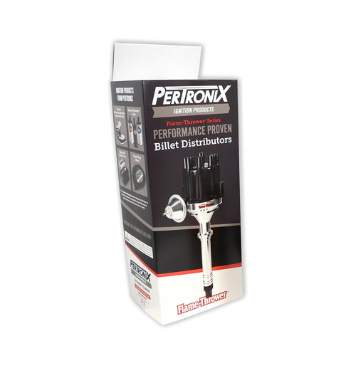 PerTronix D100710 Flame-Thrower Billet Distributor Electronic Ignition with Ignitor II Technology, Compatible with Chevrolet Small Block/Big Block, Plug and Play, Vacuum Advance, Black Male Cap