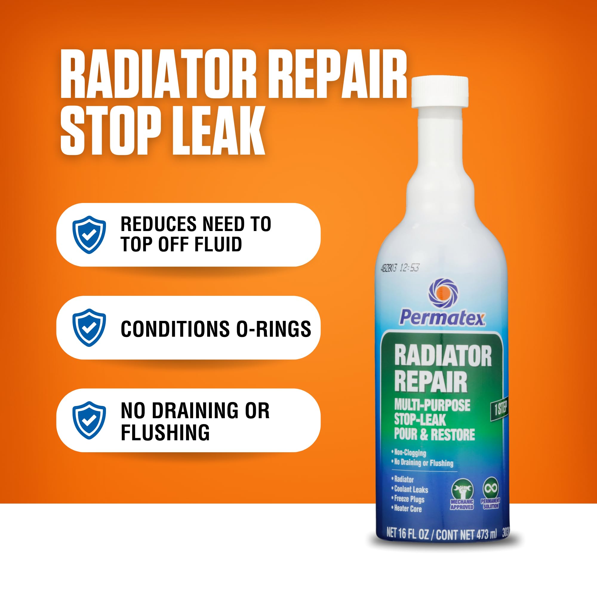 Radiator Repair Permatex 30301 - Stop Leak, 16 fl oz, Protecting Against Coolant Loss, Stopping Leaks and Seepage from Head Gaskets