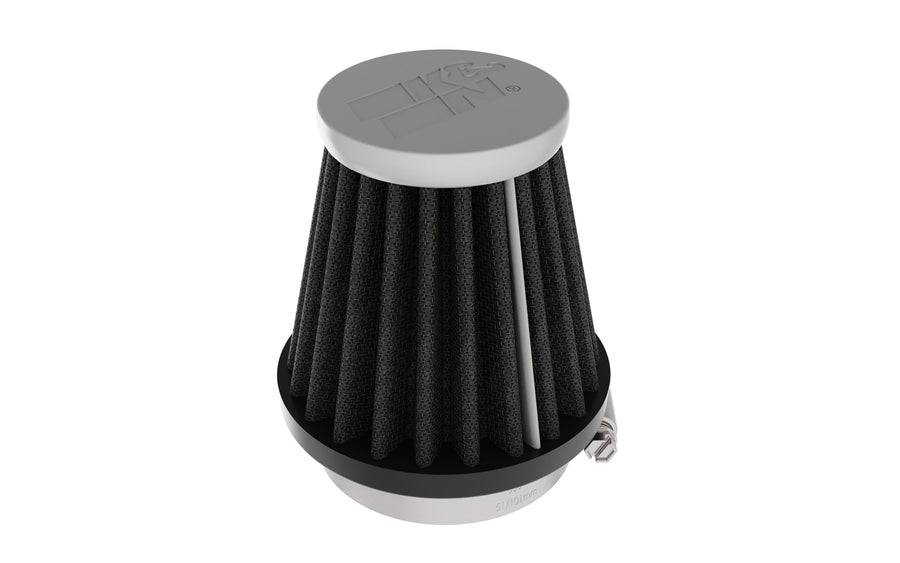 Dryflow K&N Lifetime Universal Clamp-On Air Filter: Dry Synthetic, Washable: Flange Diameter: 1.938 In, Filter Height: 3.0 In, Flange Length: 0.625 In, Shape: Round Tapered, RC-3122HBK