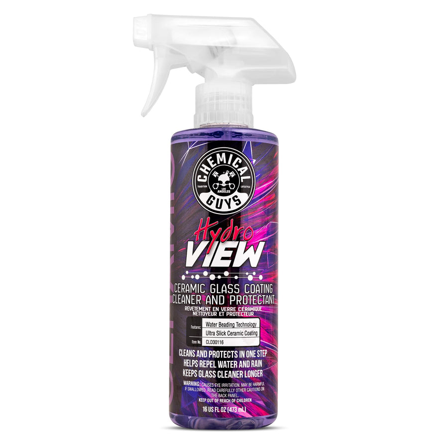 Chemical Guys HydroView Glass Cleaner & Coating Ceramic - Cleans & Adds Hydrophobic Protection, Car Window Cleaner for Glass, and Mirrors, Trucks, SUVs, and Home Use - 16 fl oz