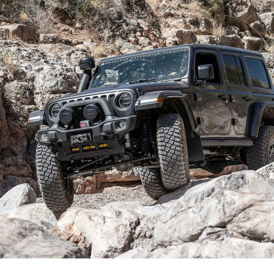 RX Front Bumper AEV for 2018-2026 JL Wrangler/JT Gladiator - High Clearance, Hot Stamped Boron Steel with Superior Winch Access and Visibility