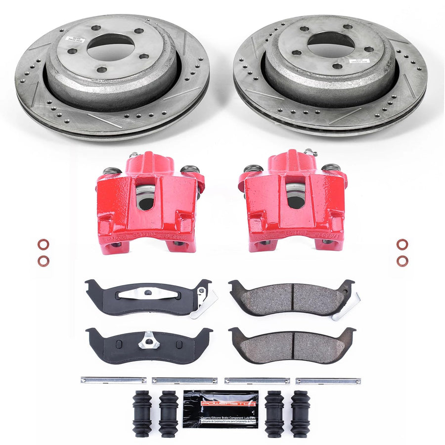 Power Stop Z23 Evolution Rear KC6181 Brake Caliper Kit- Brake Rotors, Carbon-Fiber Ceramic Brake Pads, Brake Calipers For Ford Ranger 2010-2011 [Model Specific]