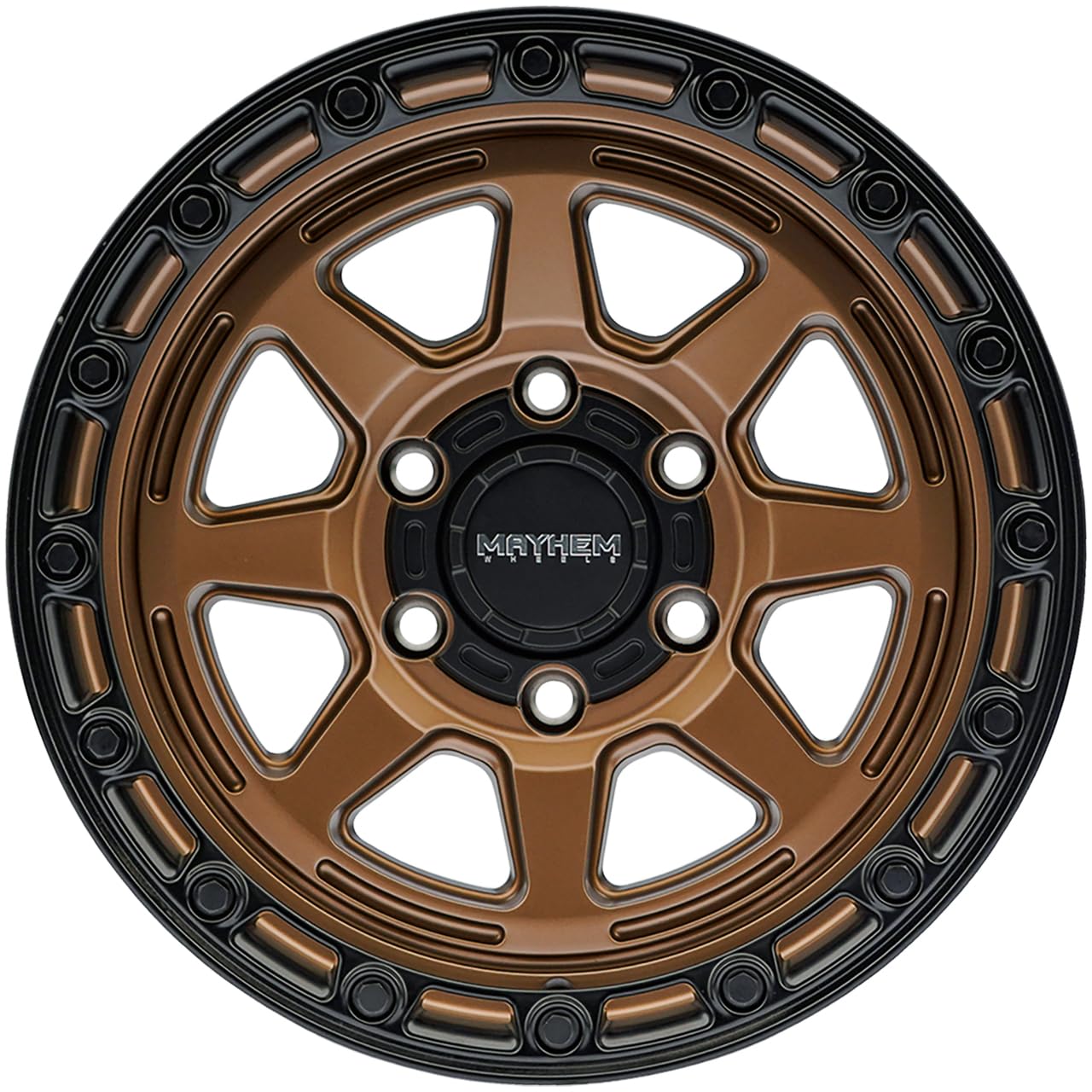 8306 Mayhem Ridgeline Black Wheel with Satin Bronze w Lip (17 x 8.5 inches /5 x 127 mm, -6 mm Offset)