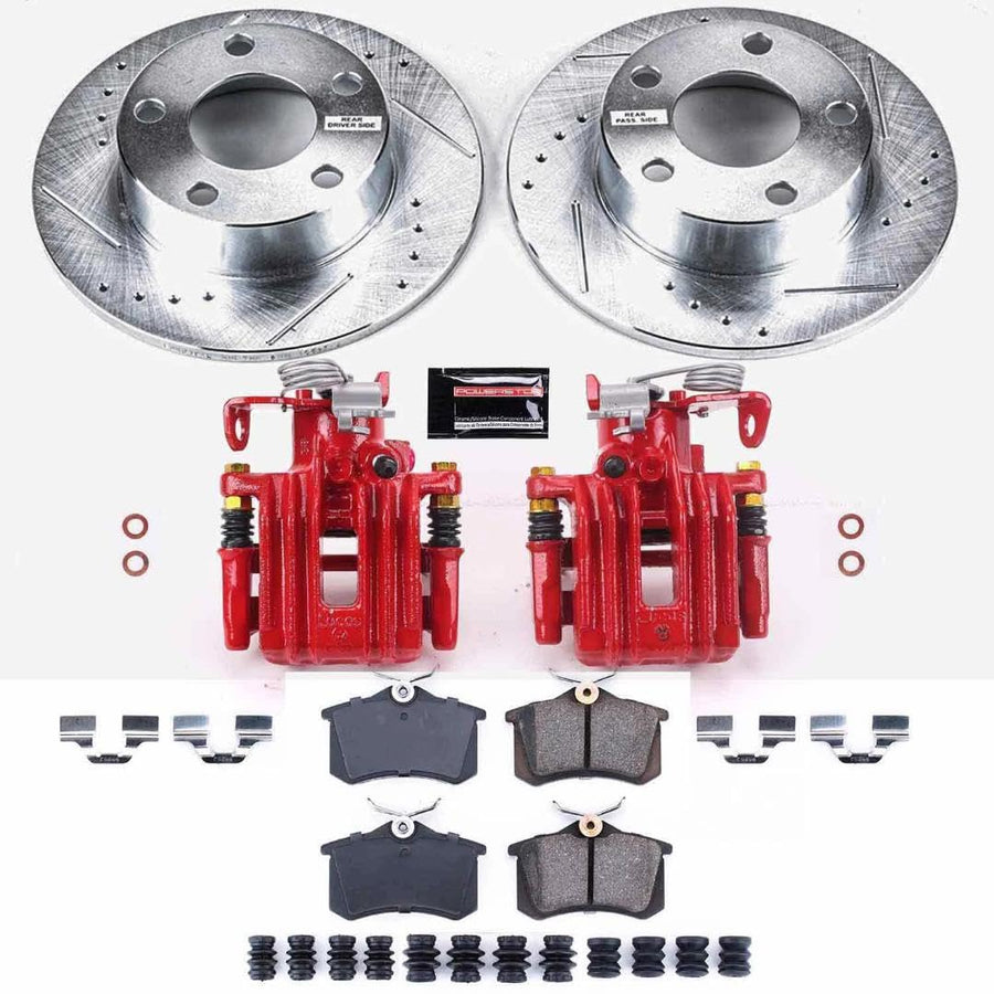 Z23 Evolution Power Stop KC849 Rear Brake Caliper Kit- Brake Rotors, Carbon-Fiber Ceramic Brake Pads, Brake Calipers For Audi A6 Quattro 1998-2001 [Model Specific]