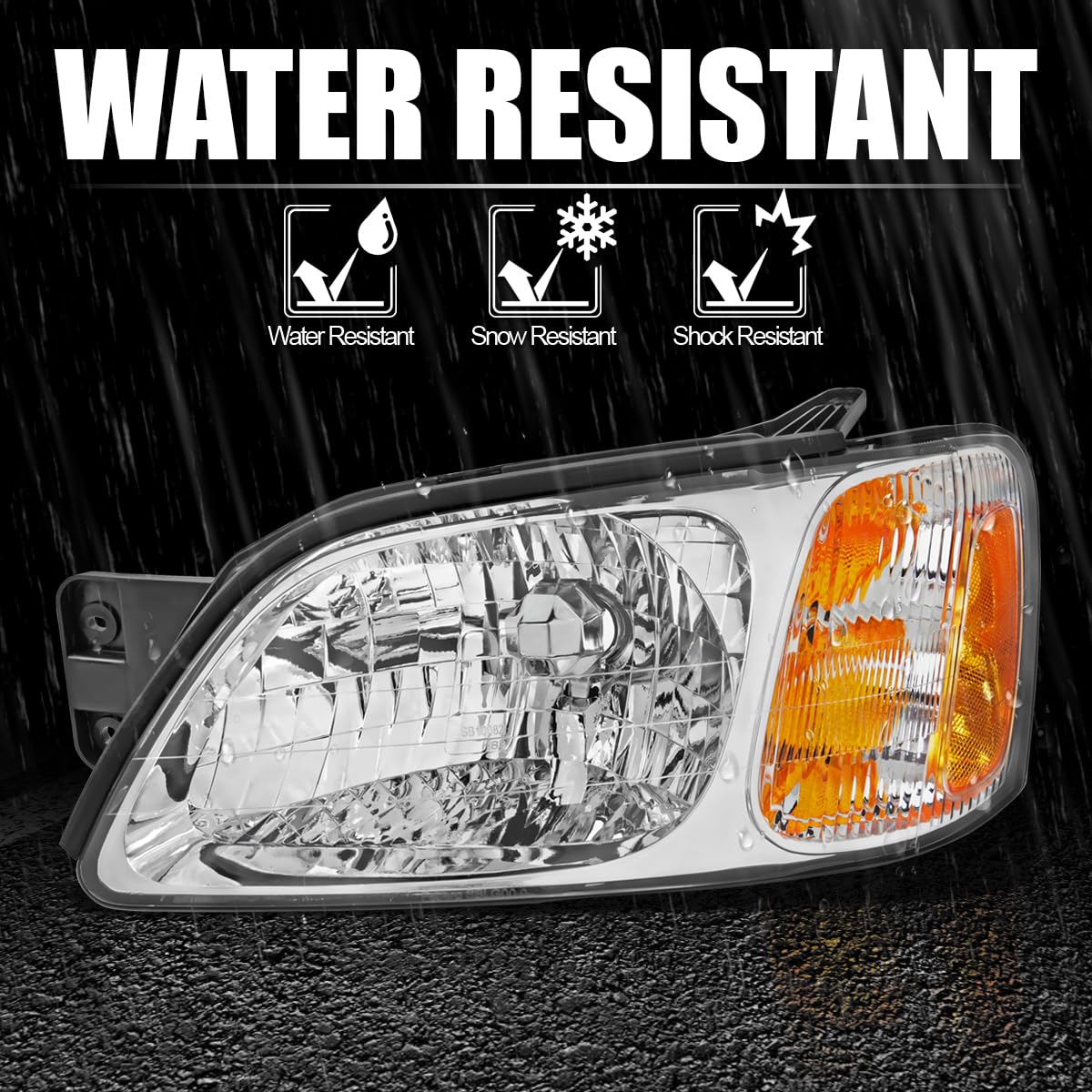 Chrome Headlights SPEC-D TUNING Compatible with 2000-2004 Subaru Legacy, Left + Right Pair Headlamps Assembly