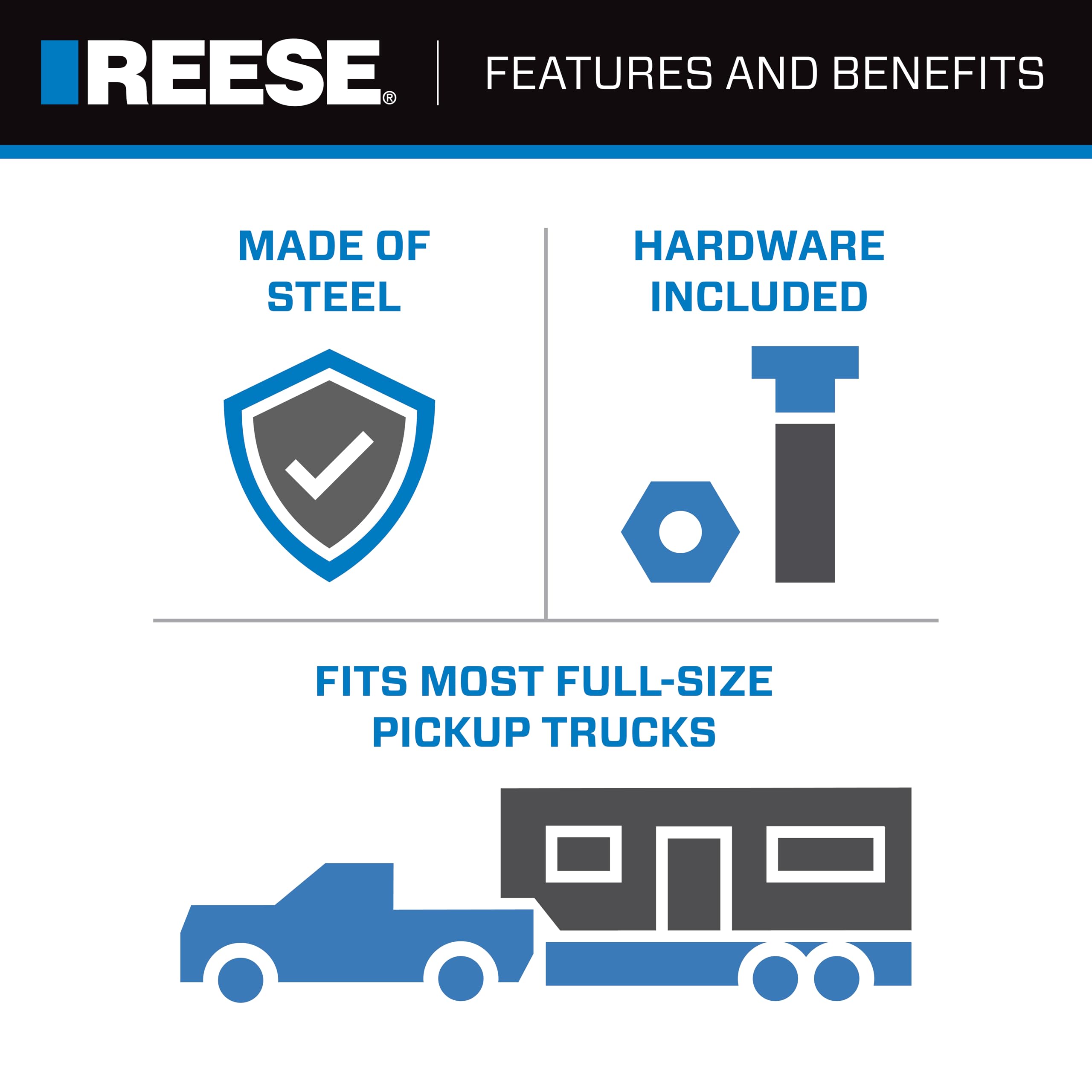 Reese Draw-Tite Fifth Wheel Hitch Mounting System Custom Bracket, Compatible with Select Chevrolet Silverado : GMC Sierra, Black