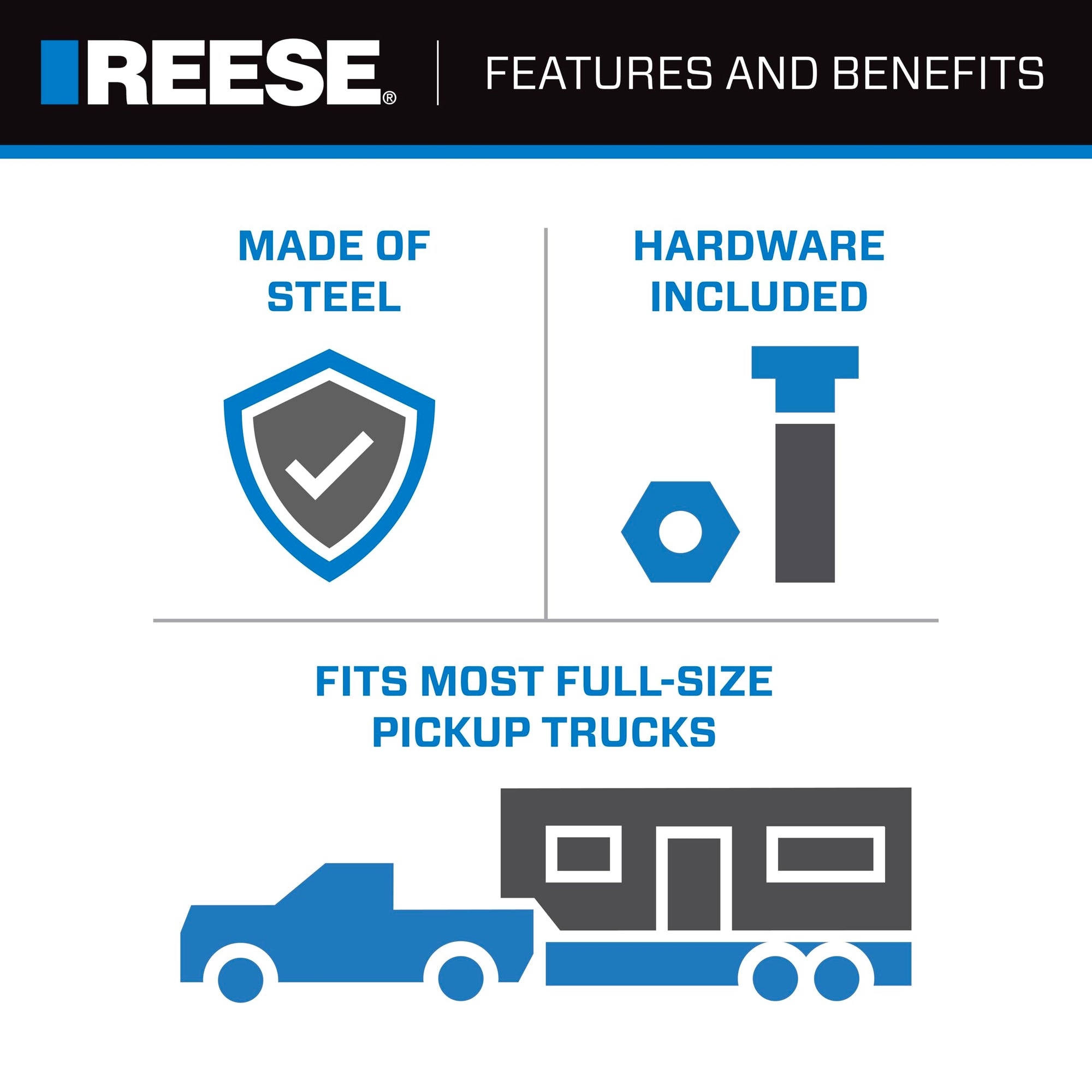 Reese Draw-Tite Fifth Wheel Hitch Mounting System Custom Bracket, Compatible with Select Chevrolet Silverado : GMC Sierra, Black