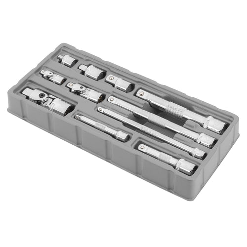 Ingersoll Rand 11-Piece Accessory Socket Set, Chrome Vanadium Steel, Includes U-Joints, Adapters & Extensions in 1/4", 3/8", 1/2" Drive, with Thermoform Organizer Tray – 752055X