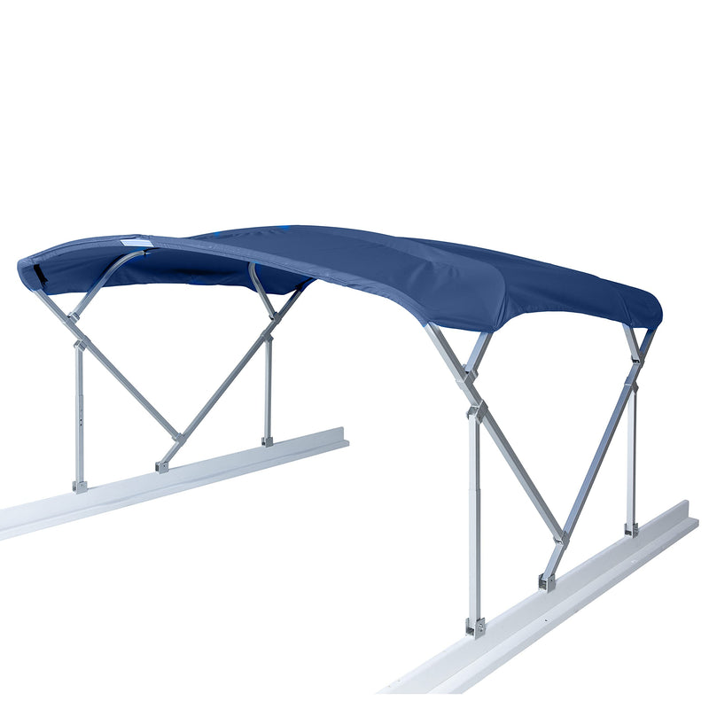Bimini Top Kit Manual for TAYLOR MADE PRODUCTS Boats – 8'W x 10'L (Navy) – Bimini Top Replacement Kit Includes Frame, Canvas, Storage Boot – Four-Bow Bright Dip Anodized Aluminum Frame – 2020329855
