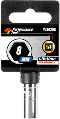 1/4 Drive Performance Tool Chrome 6-Point Socket, 8mm