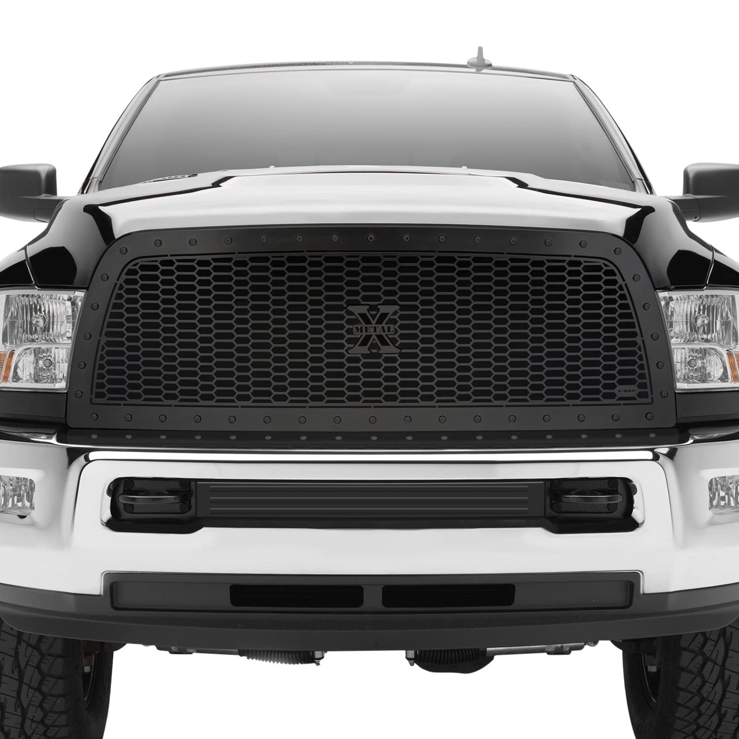 Stealth Laser X Grille, 2013-2018 Ram 2500, 3500, Black, 1 Pc, Replacement, Black Studs - PN #7714521-BR