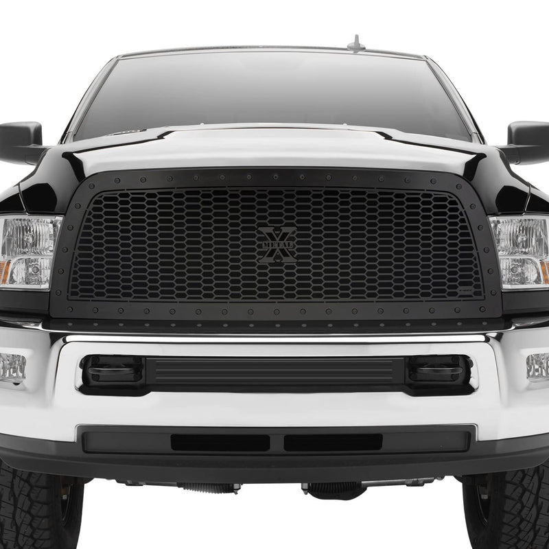 Stealth Laser X Grille, 2013-2018 Ram 2500, 3500, Black, 1 Pc, Replacement, Black Studs - PN #7714521-BR