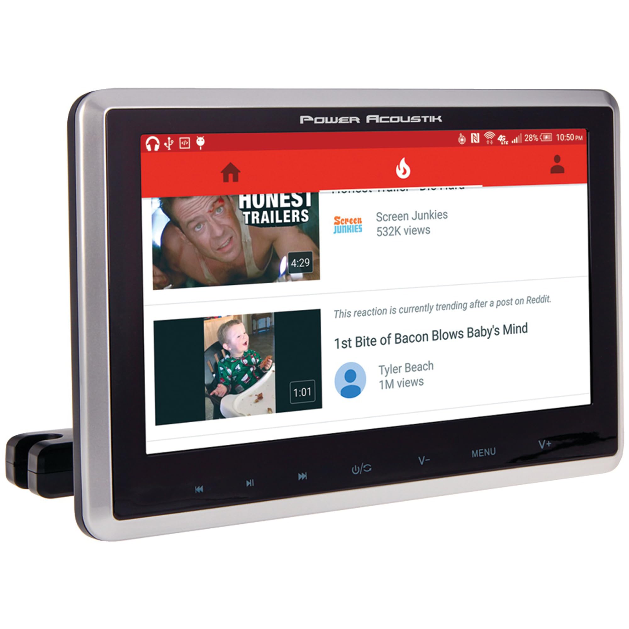 PHD-101 Power Acoustik 10.3" Universal Headrest Monitor with DVD Player, IR & FM Transmitters & Android PhoneLink