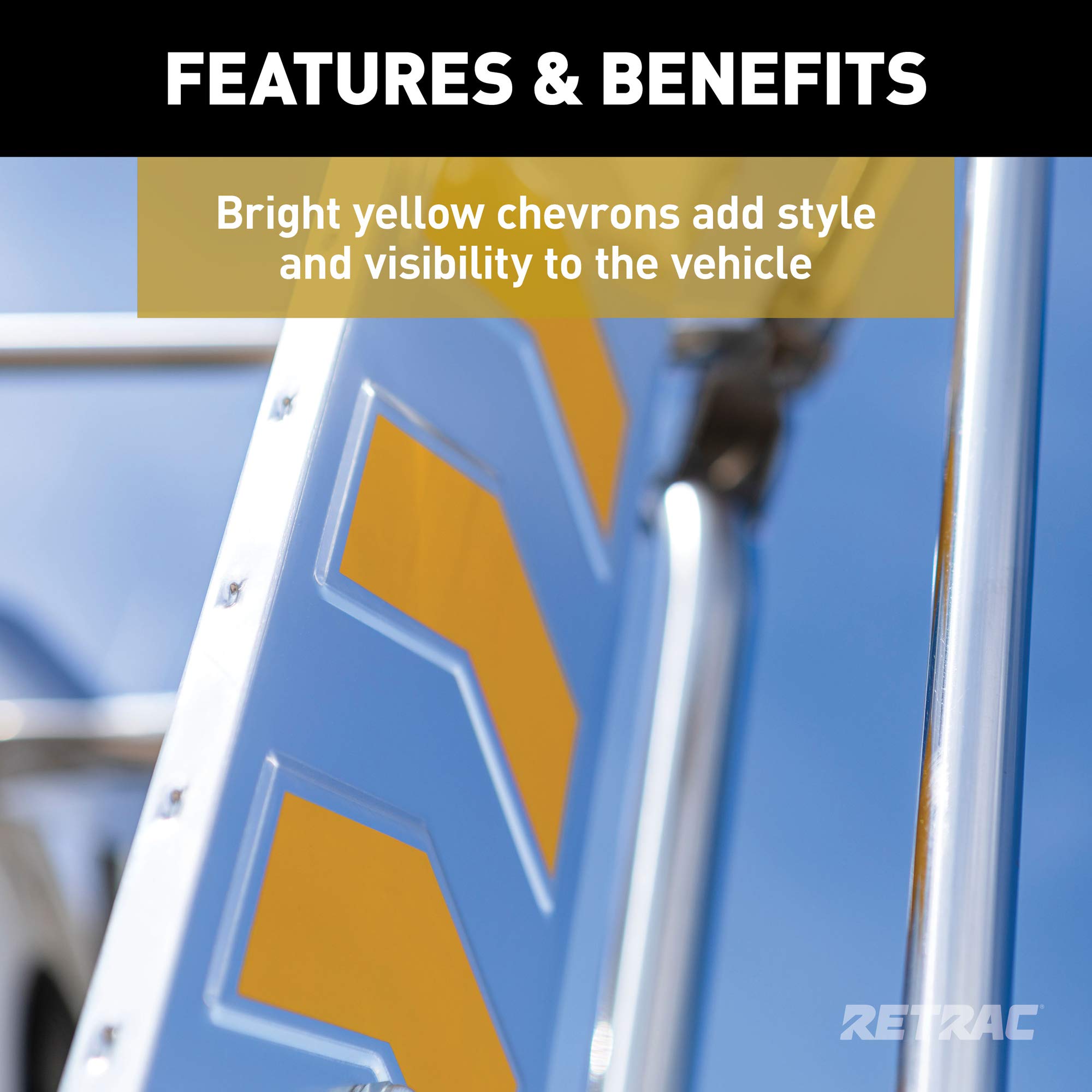 RETRAC 7 x 16-Inch Aluminum Yellow Chevron West Coast Mirror Head, Universal Driver or Passenger Side 600932