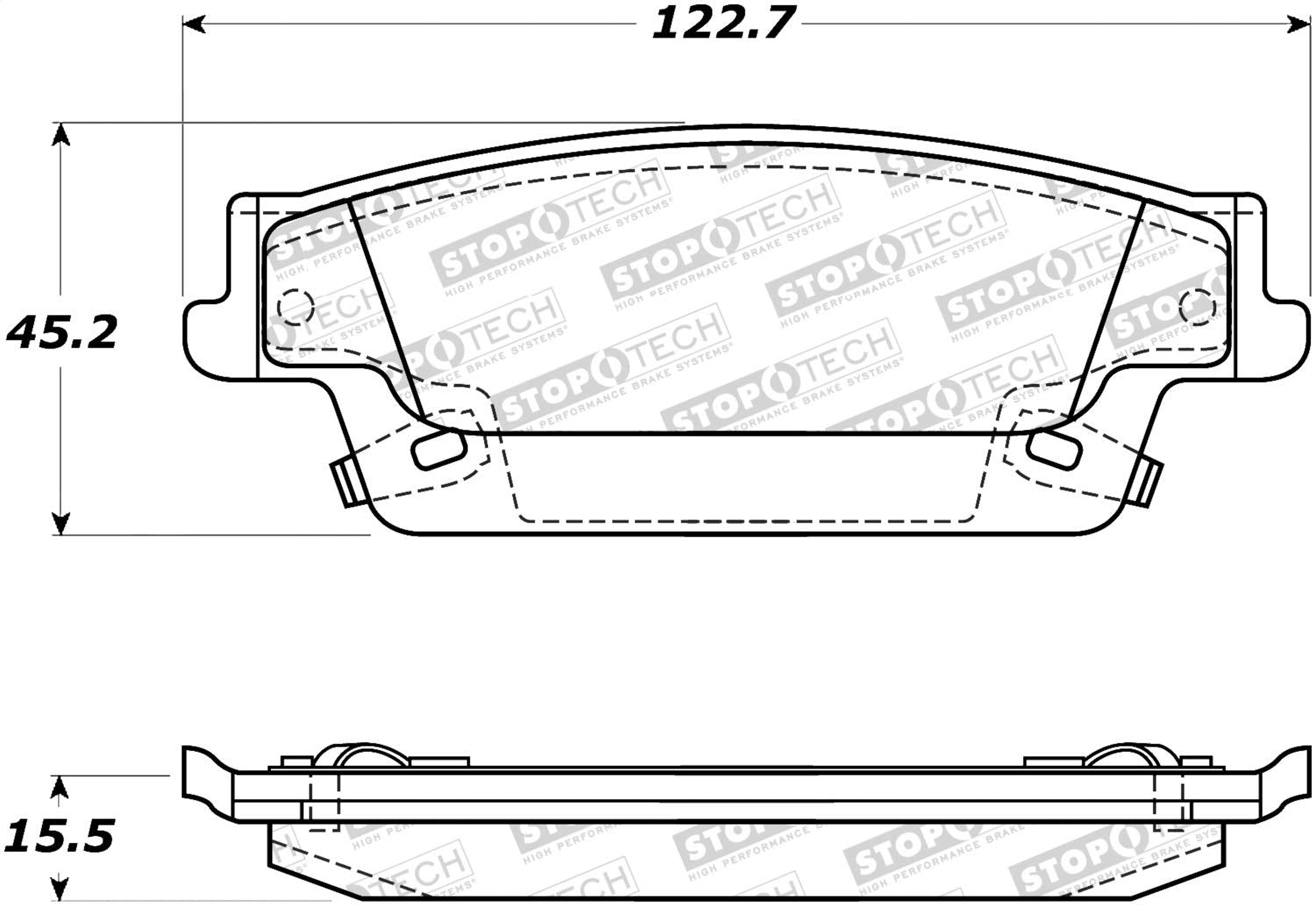 Rear StopTech 308.10200 Brake Pads with Shims and Hardware